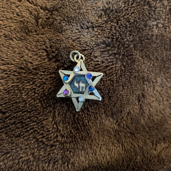 Seeka Women's STAR OF DAVID Chai Pendant Stainless Steel Hand Painted w/Crystals - Picture 1 of 6